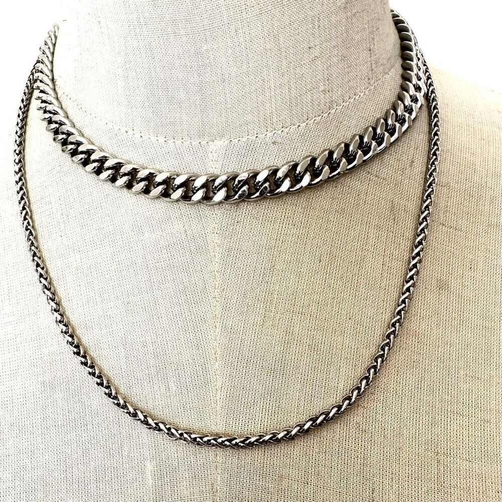 Louisa silver tone double chain necklace